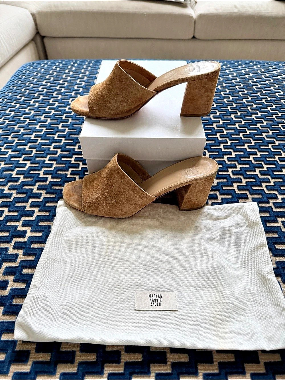 Maryam Nassir Zadeh Brown Suede Block Heel Mules